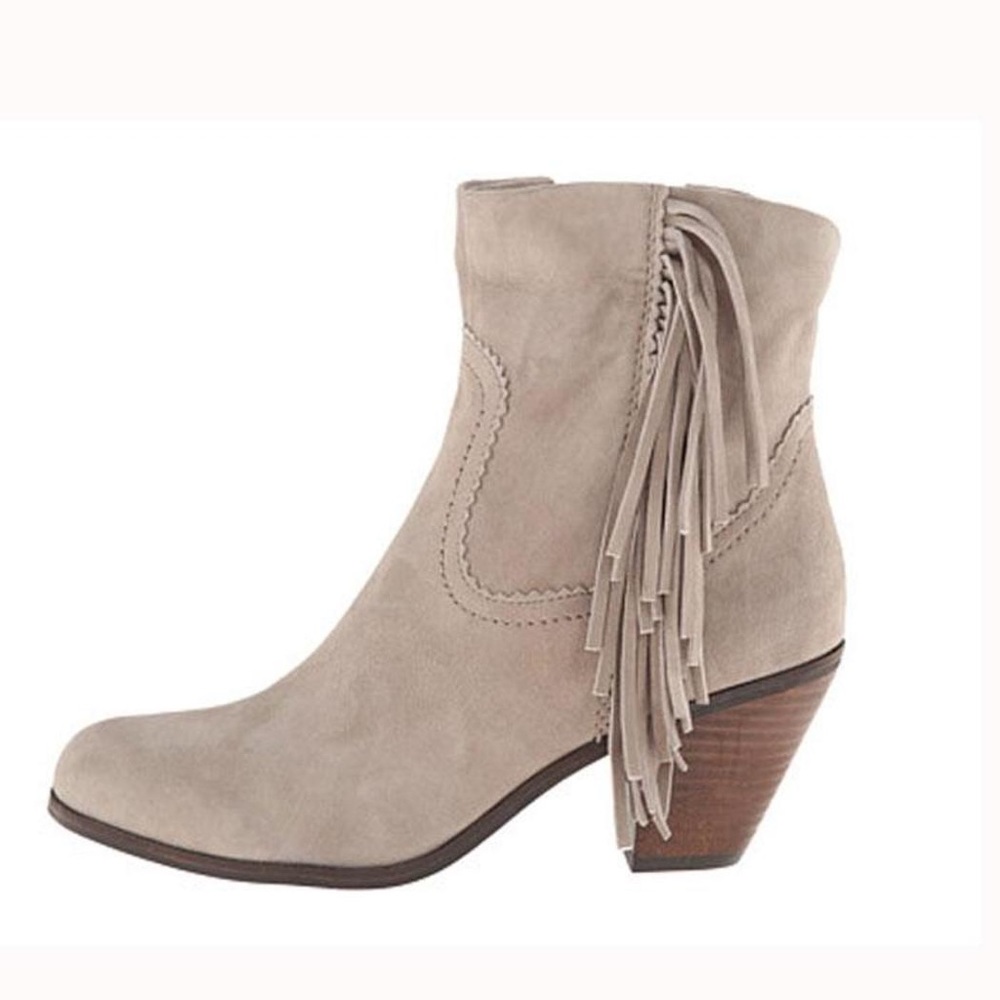 Sam Edelman grey fringe suede bootie